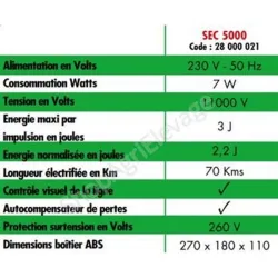 Electrificateur sur secteur 230 V SEC 5000 - Clôture