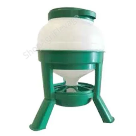 Tremie sur pied 20 l plastique vert - Alimentation - Volaille