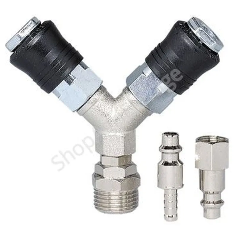 Raccord "Y" double sortie rapide - 2 inserts rapides pour  compresseur