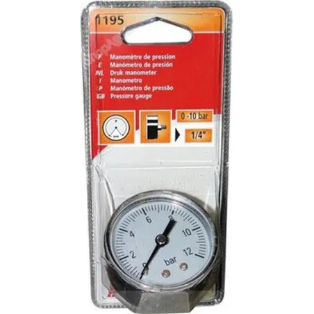 Manomètre 10 bars – 50 mm – 1/4" pour compresseur