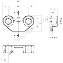 Bloc dent double écrou pour MASCHIO pour les équipements et matériels de travail du sol