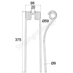 Dent faneuse adaptable pour FAHR 06580456 - Pièces fenaison