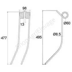 Dent andaineur adaptable pour KUHN 57502000 : matériel fenaison