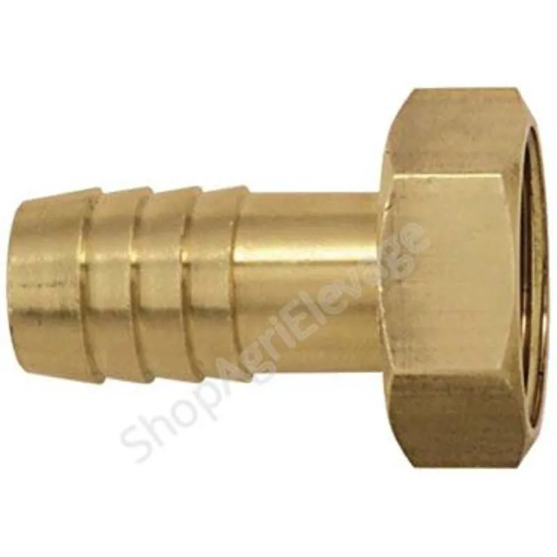 Embout femelle laiton tête hexagonale 1/2&rsquo;&rsquo; cannelé - tuyau 15 mm