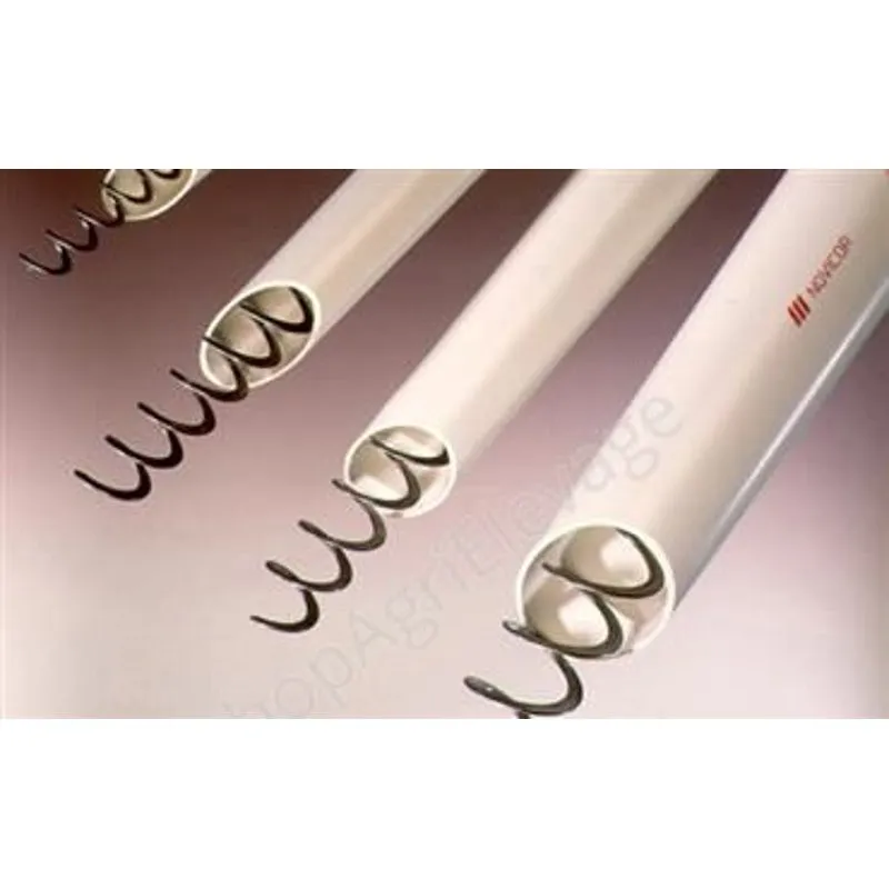 Le tube sans spiral pour vis souple de la marque Roxell, de différents diamètres, vu de profil.