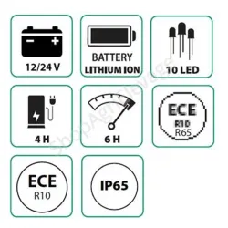 Gyrophare magnétique LED sans fils rechargeable - Signalisation auto - tracteur