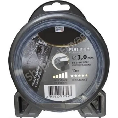 Fil de débroussailleuse torsadé Platinium Ø3mm 15m - Motoculture