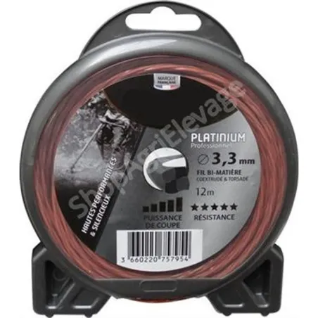 Fil de débroussailleuse torsadé Platinium Ø3,3mm 12m - Motoculture