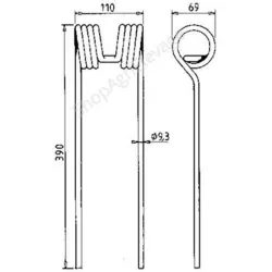 Dent faneuse adaptable pour KUHN 57609000 : pièces fenaison