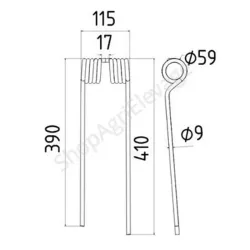 Dent faneuse gauche ou droit adaptable pour VICON, PEZET : pièces fenaison