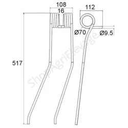 Dent faneuse andaineur adaptable KUHN 57644010 : matériel fenaison