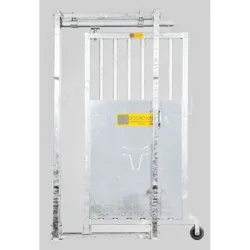 Barriere pour bovins : porte sectionnelle coulissante sur platine