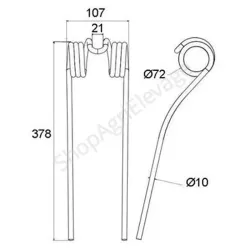 Dent faneuse adaptable pour VICON 16502744 - Pièces fenaison