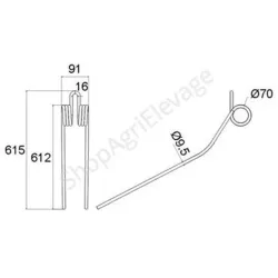 Dent andaineur adaptable pour KUHN 57562500 : matériel fenaison
