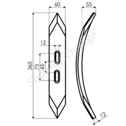 Soc de cultivateur réversible60x12x365 pour le matériel de travail du sol