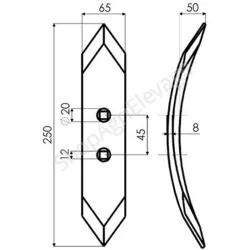 Soc cultivatur réversible 65x8x250 pour le matériel de travail du sol