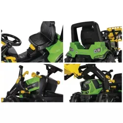TRACTEUR A PEDALES DEUTZ 8280 TTV AVEC CHARGEUR ET SIEGE REGLABLE ROLLY TOYS