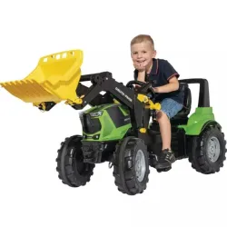 TRACTEUR A PEDALES DEUTZ 8280 TTV AVEC CHARGEUR ET SIEGE REGLABLE ROLLY TOYS