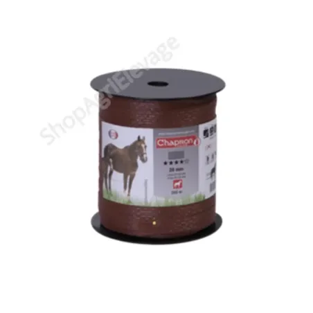 Ruban 20 ou 40 mm marron supérieur  - Clôture chevaux