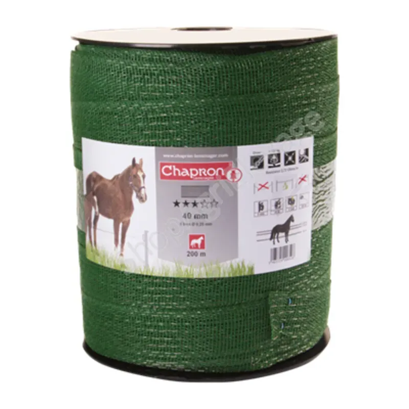 Ruban 40 mm 8 fils inox Ø 0,20 mm vert ou blanc  - Clôture chevaux