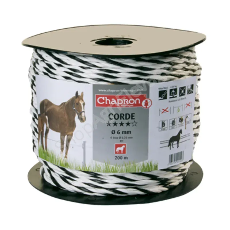 CORDE Ø 6 mm BLANC/NOIR - Cloture