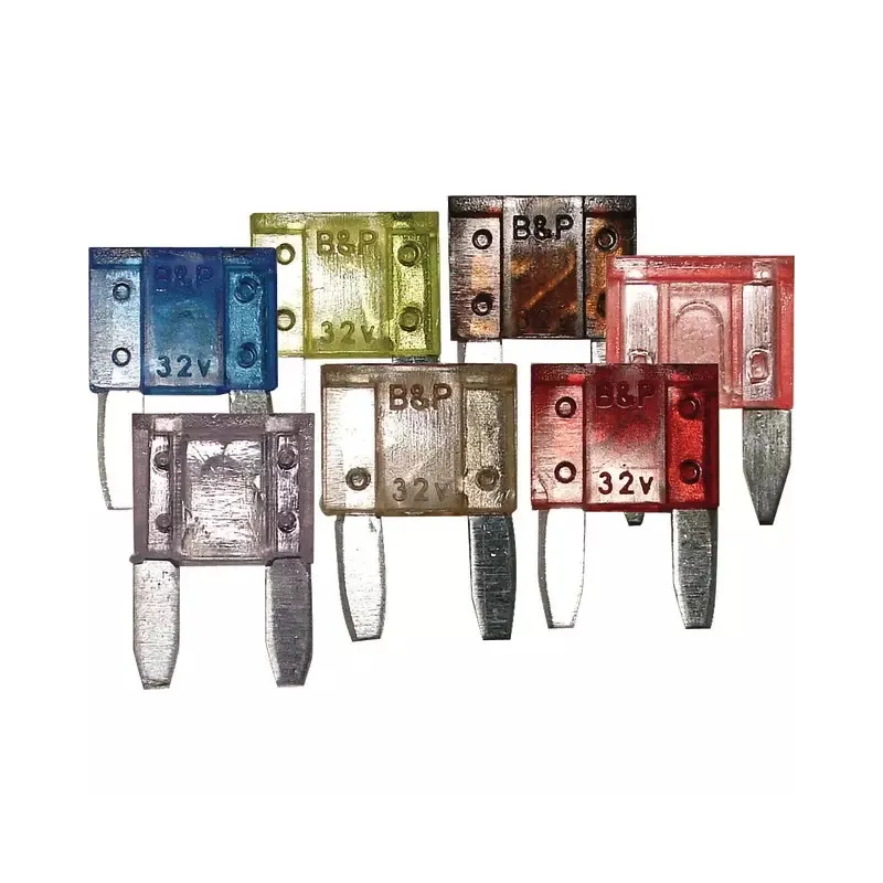 Assortiment de fusibles enfichables micro de la marque Fournial. Vu de face