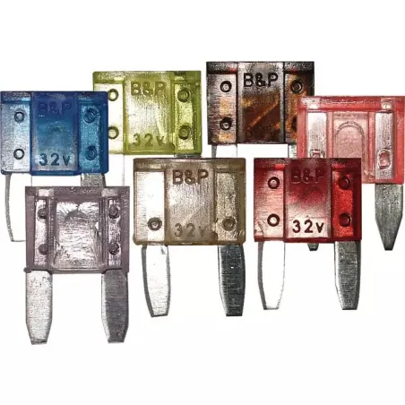 Assortiment de fusibles enfichables micro de la marque Fournial. Vu de face