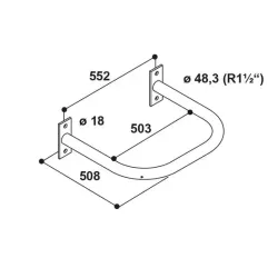 Schéma avec toutes les dimensions de la protection galvanisée, de la marque Rico Suevia