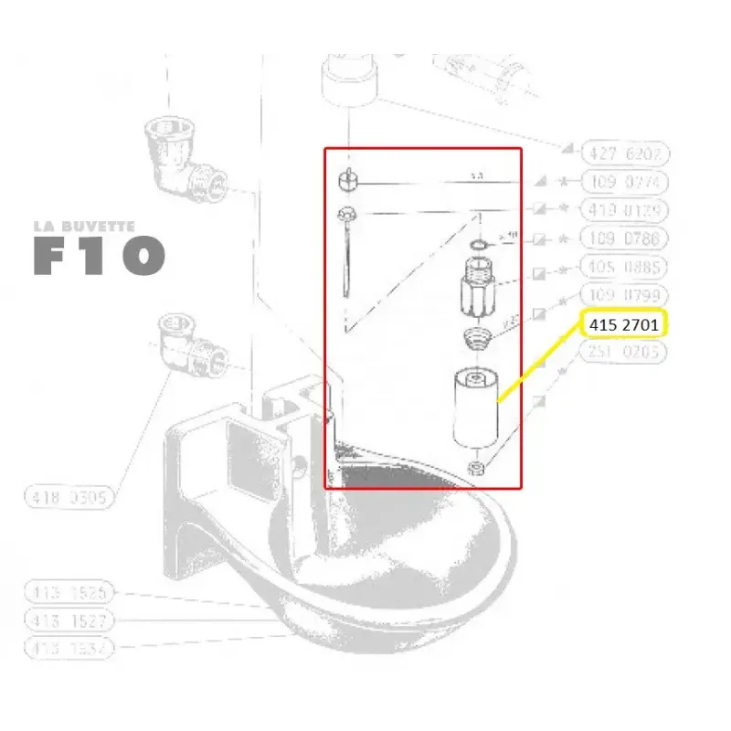 Schéma du tube poussoir présent sur le F10 de la marque La Buvette.