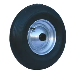Roue de rechange gonflable avec une jante métallique, vu de profil et de la marque La Gée.